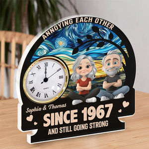 Annoying Each Other And Still Going Strong Doll Couple - Personalized Acrylic Desk Clock - Gift For Couple, Anniversary Gift