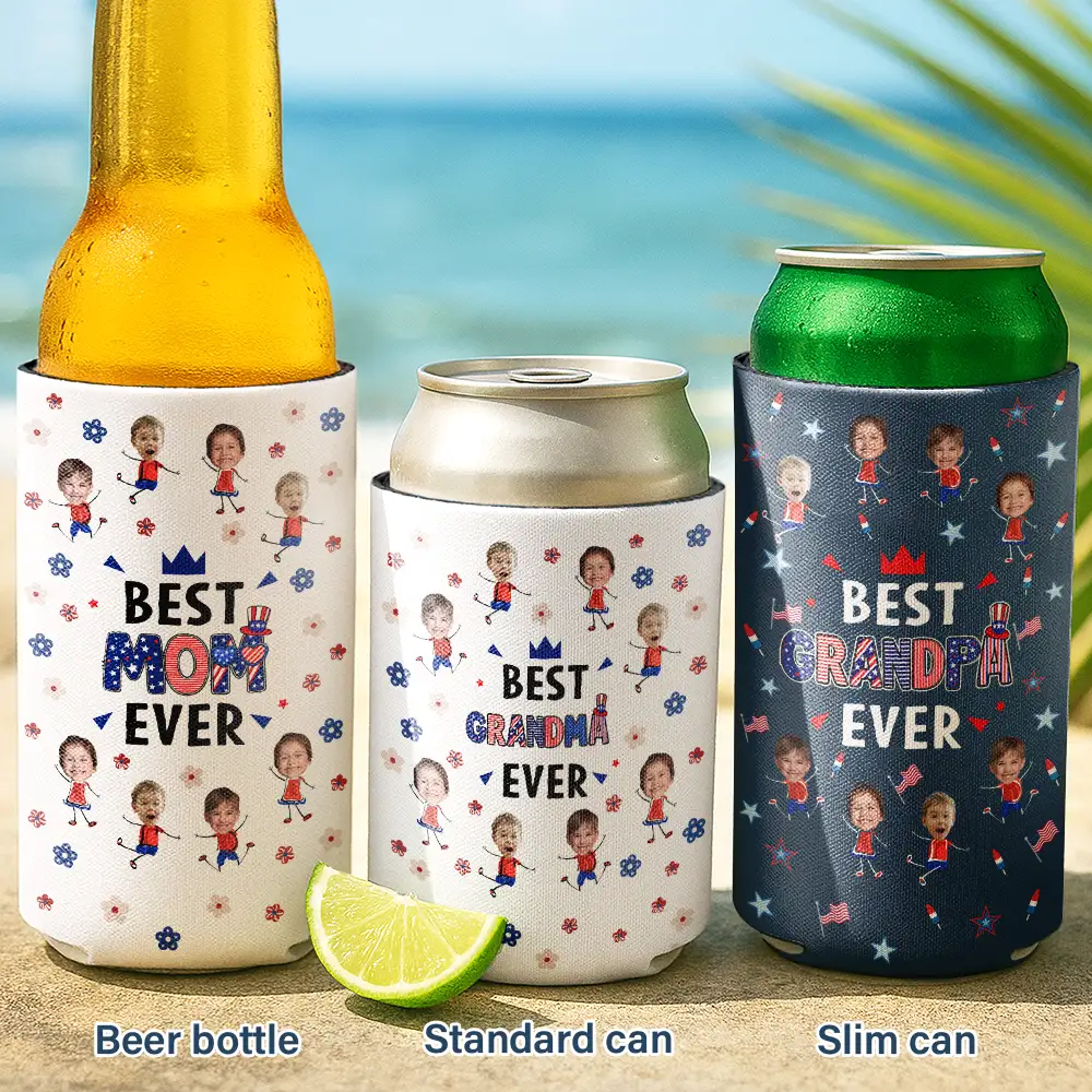 Custom Photo Stars & Stripes Best Dad Ever - Personalized UV Printed Cup Cover - Gift For Dad, Papa, Father's Day Gift