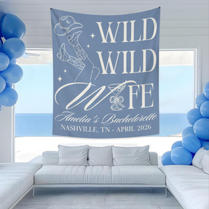 Personalized Wild Wild Wife Bachelorette Tapestry, Custom Western Bachelorette Banner, Cowgirl Bachelorette Photo Backdrop,Bach Party Favors