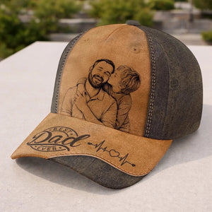 Custom Sketch Line Photo Best Dad Ever - Personalized Classic Cap - Gift For Dad, Father's Day Gift