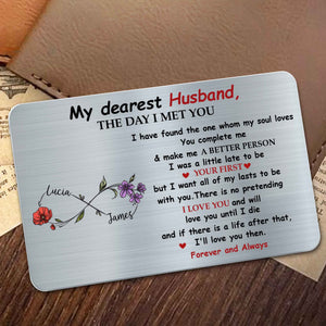 My Dearest Husband, The Day I Met You, Personalized Wallet Card, Gift For Husbands, Valentine's Day Gift