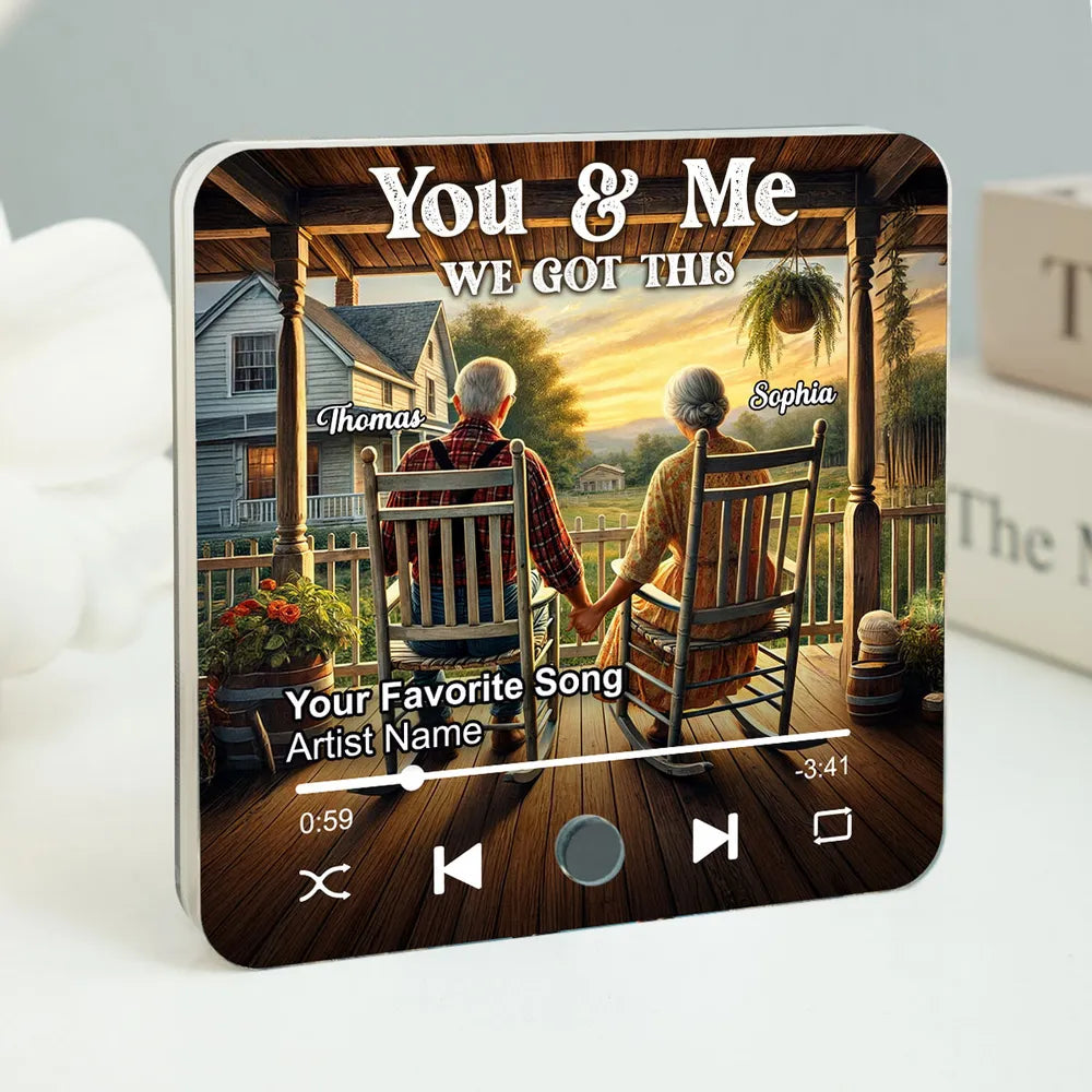 Old Couple Growing Old Together - Personalized Music Fridge Magnet - Gift For Couple