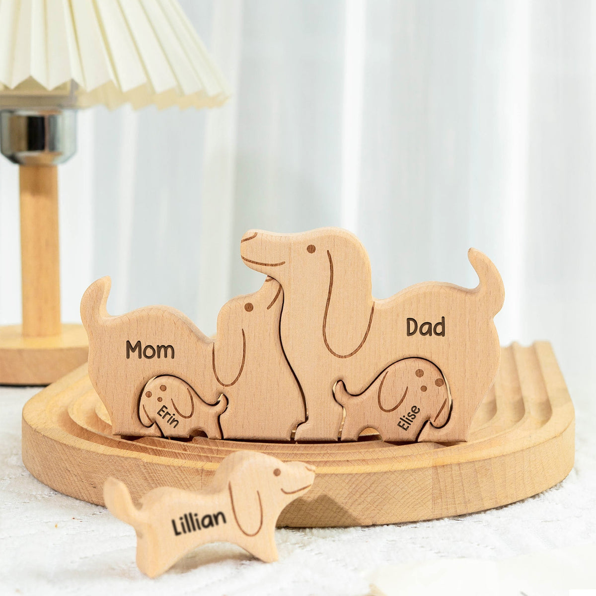 Dog Family - Personalized Family Wooden Puzzle - Gift For Family, Mother's Day, Father's Day Gift