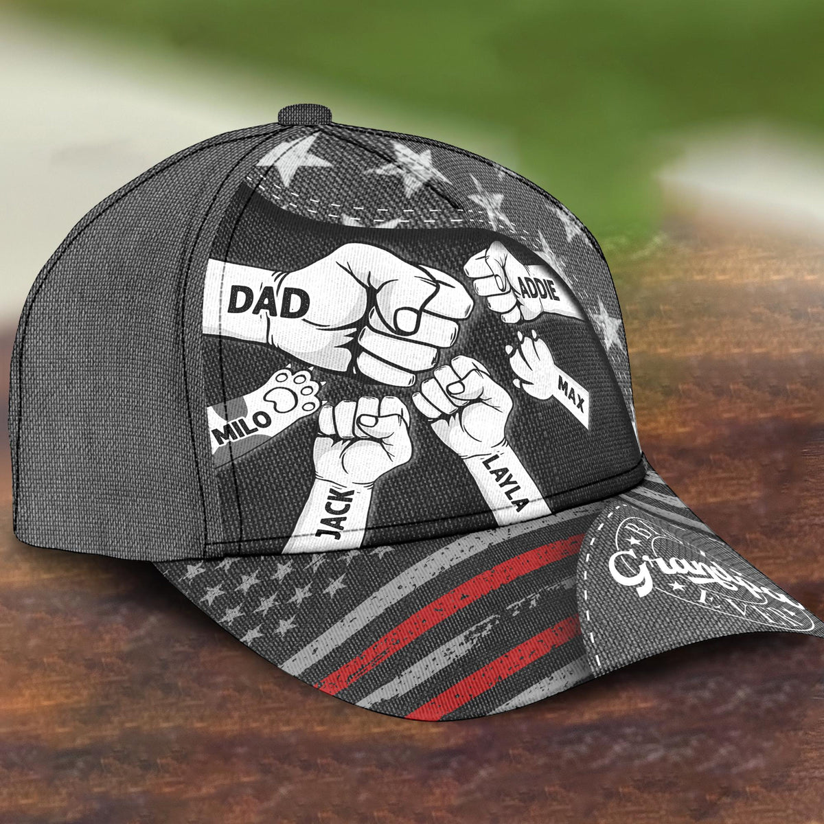 Personalized Fist Bump Daddy Grandpa Classic Cap, Cap For Grandpa, Hat For Husband, Father's Day Gift For Dad, USA Flag Themed Dad Cap