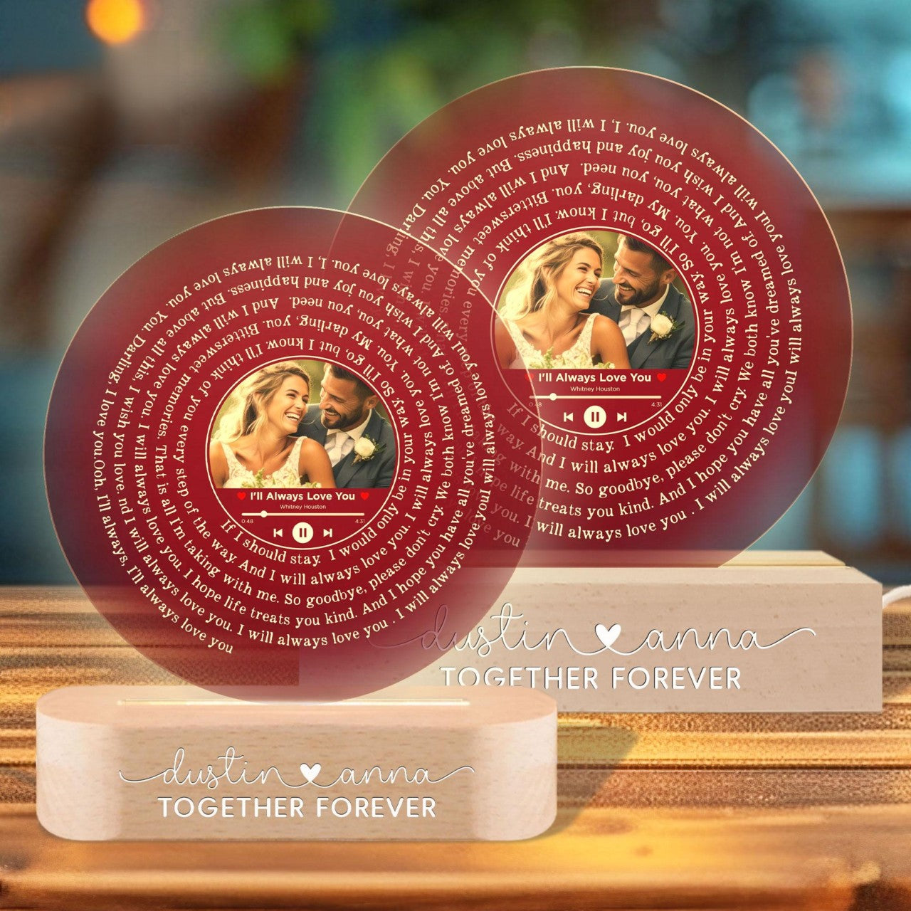 Music Couple Night Light Custom Photo, Anniversary Gifts, Romantic Gift For Couple, Valentines Day Gifts for Him, Gift for Her