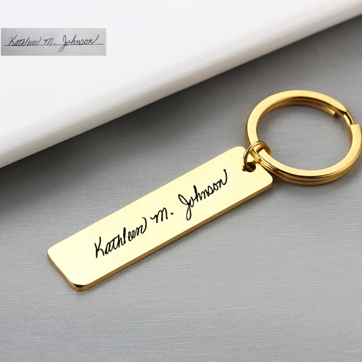 Actual Handwriting Keychain Custom Fingerprint Keychain, Personalized Father's Day Gift, Memorial Gift