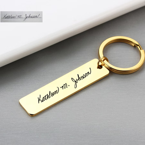Actual Handwriting Keychain Custom Fingerprint Keychain, Personalized Father's Day Gift, Memorial Gift