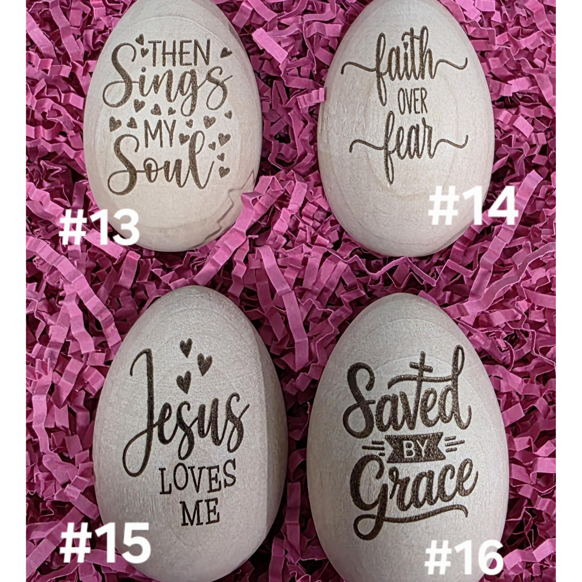 Engraved Wood Easter Eggs Christian Holiday Decor, Easter Day Gift For Family, Baby & Kid