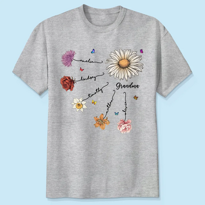 Grandma Mom Birth Flowers - Personalized Apparel - Mother's Day Gift for Moms, for Grandmas