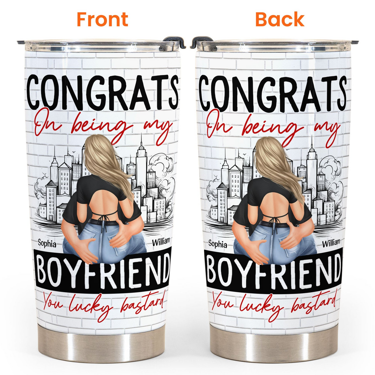 Congrats On Being My Boyfriend Husband - Personalized Tumbler Cup - Anniversary Gifts For Men, Husband, Him, Boyfriend