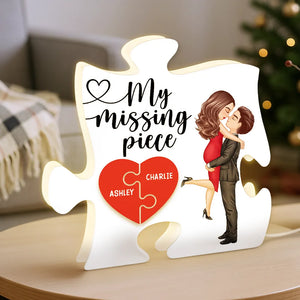 My Missing Piece Kissing Couple - Personalized Acrylic Light Box - Anniversary, Valentine's Day Gift For Couple