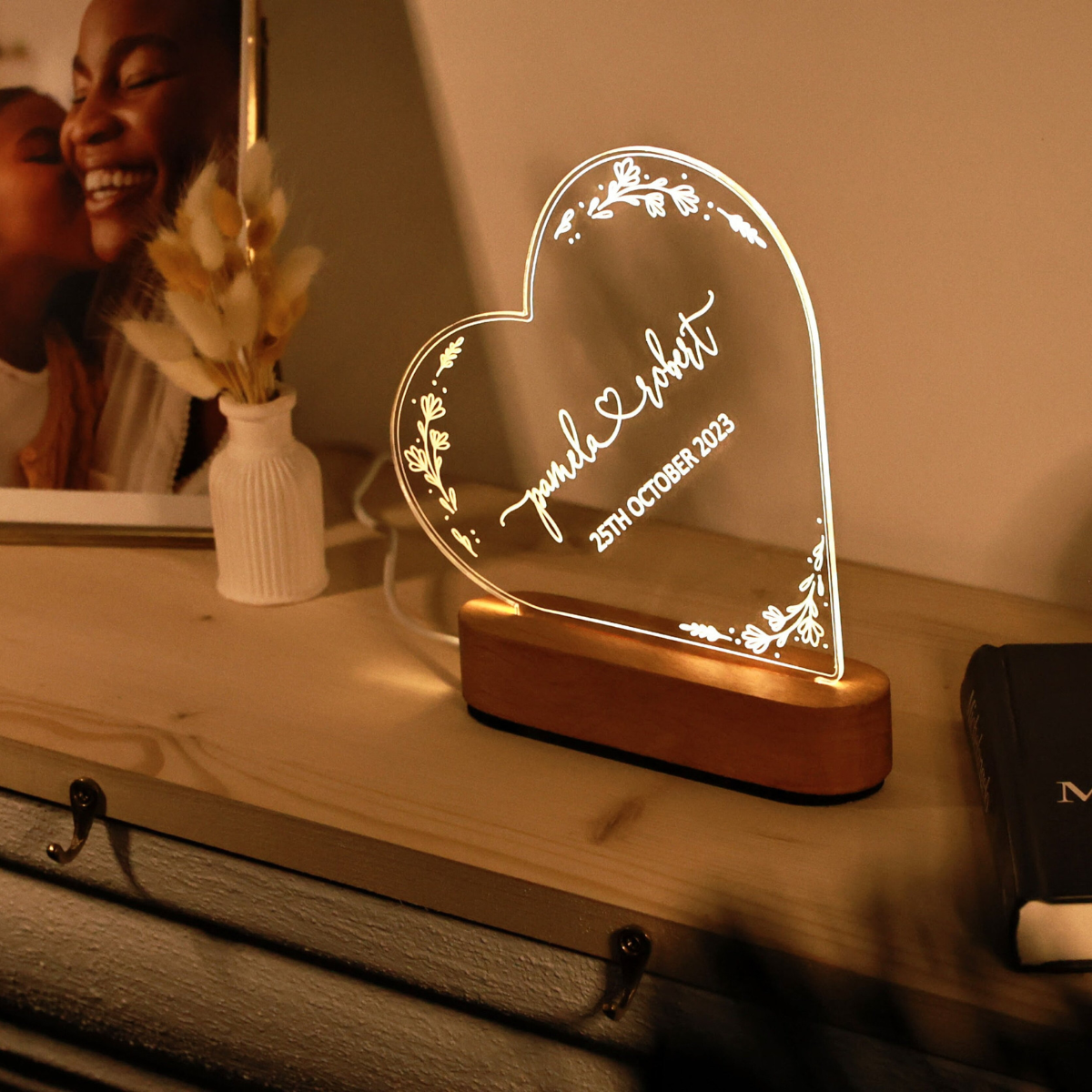 Personalized Couples Gift, Romantic Gift, Unique Wedding, Newlywed Gift, Names and Date, New Home Gifts, Anniversary Gift for Couple