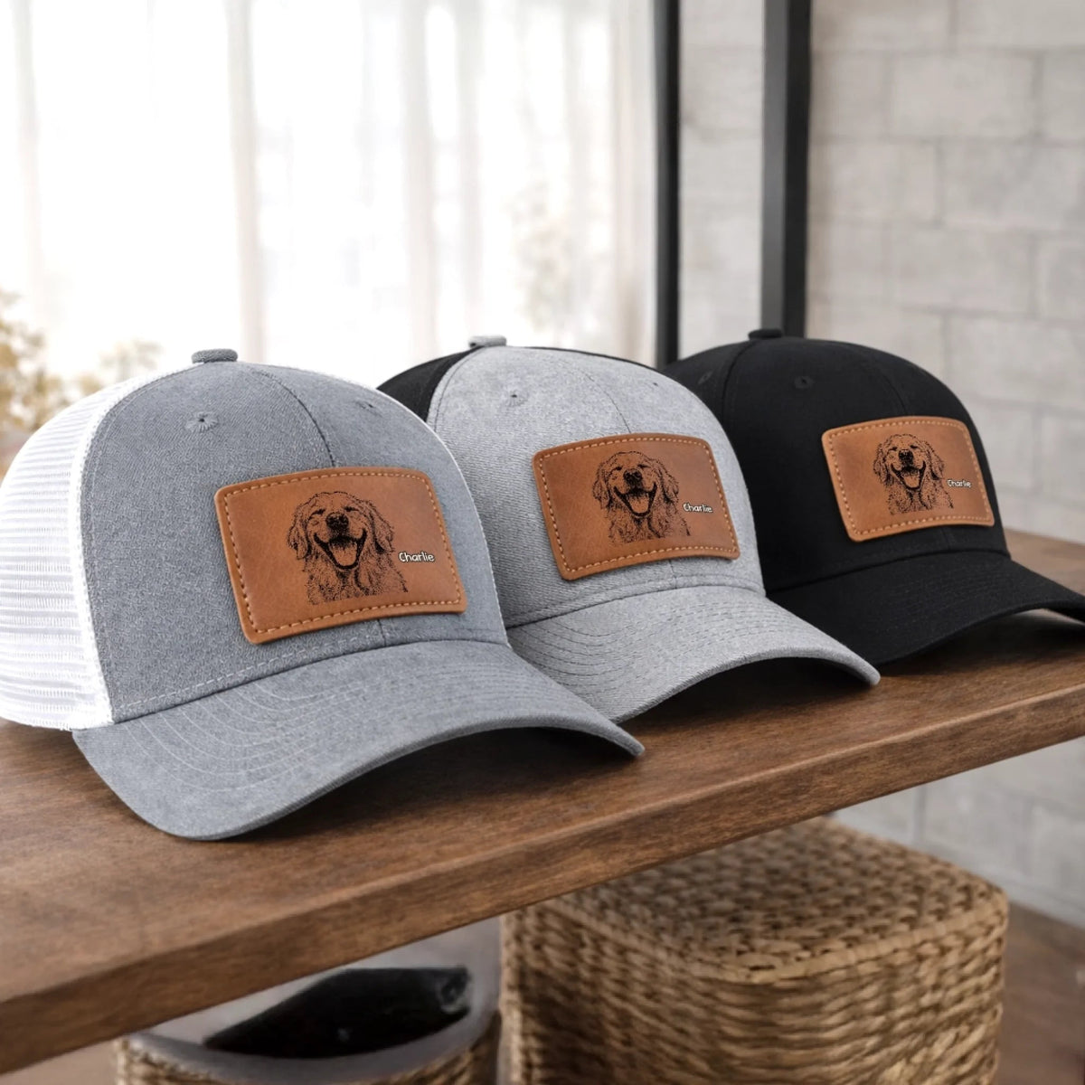 My Dog Squad - Personalized Leather Label Net Hat - Gift For Dog Dad, Dog Lovers, Father's Day Gift