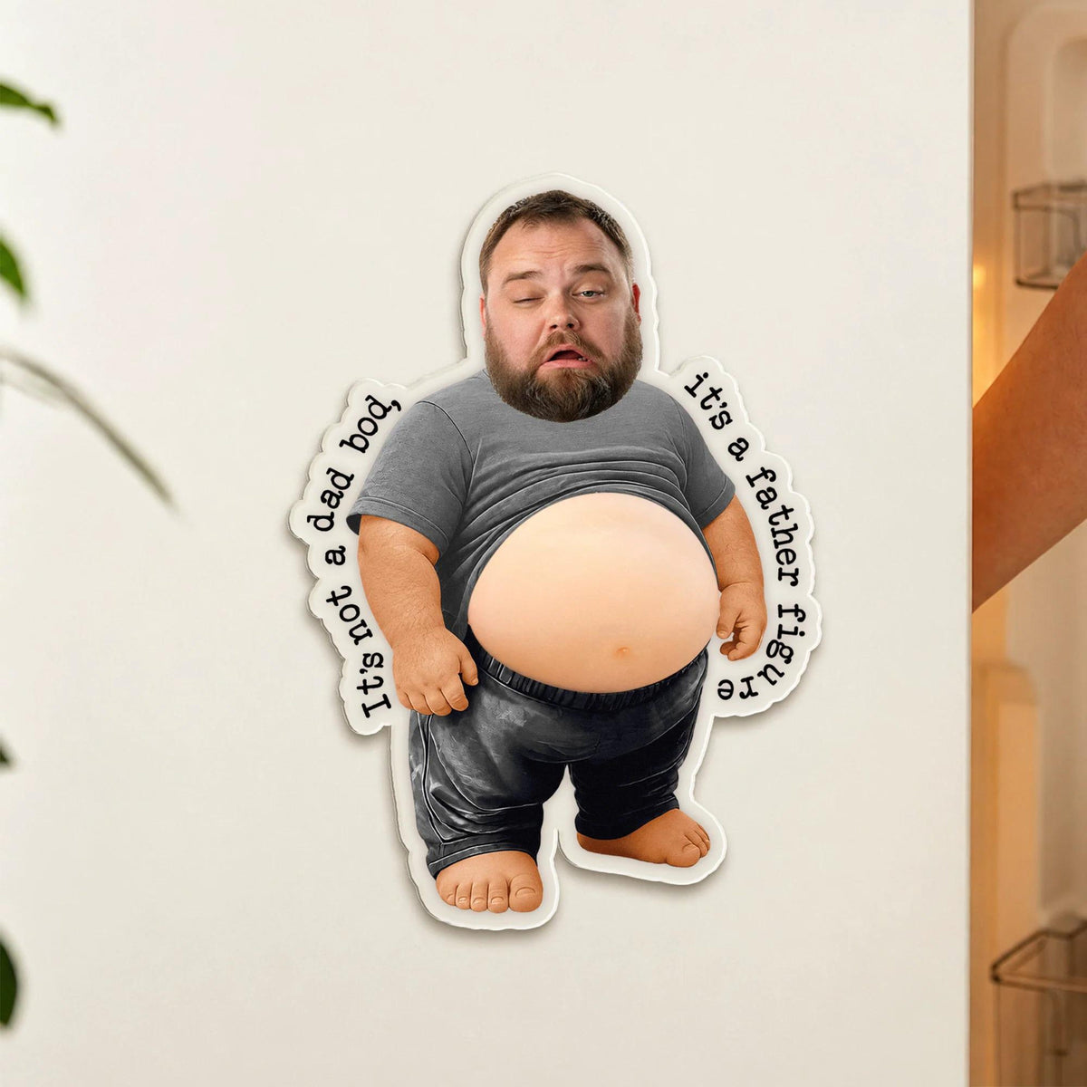 Personalized Funny Daddy Face Squishy Belly Fridge Magnet, Father's Day Gift For Husband, Custom Dad Photo Squeeze Magnet, Kitchen Decor