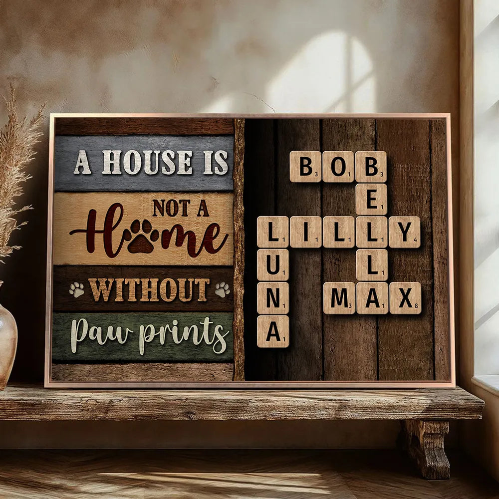 A House Is Not A Home Without Paw Crossword Puzzle - Personalized Canvas - Gift For Family, Gift For Pet Lovers