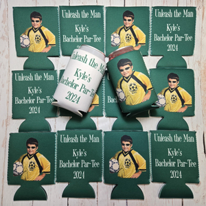 Custom Can Cooler with Photo & Text, Personalized Party Favor, 40th Birthday, Wedding, Graduation, Customizable Beer Sleeve