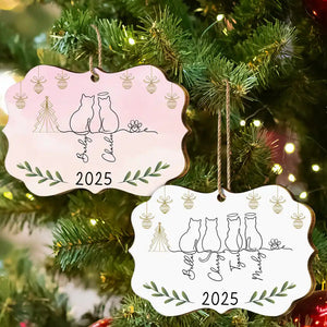 Cat Line Christmas - Personalized Ornament - Gift For Cat Lovers, Christmas Gift For Family