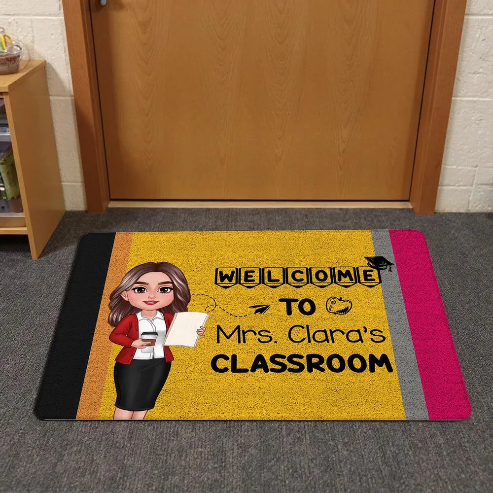 Welcome To Teacher Classroom - Personalized Doormat - Gift For Teacher, Welcome Gift, Back To School