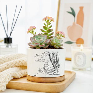Custom Rainbow Flower Pot, Teacher Thank You Gift, Ceramic Succulent Planter Thank You For Helping Me Grow Teacher Appreciation Gift
