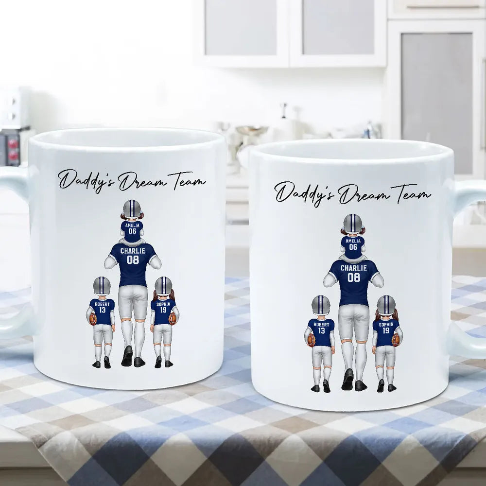 Daddy's Dream Team American Football Dad - Personalized Mug - Gift For Football Dad, Father's Day Gift