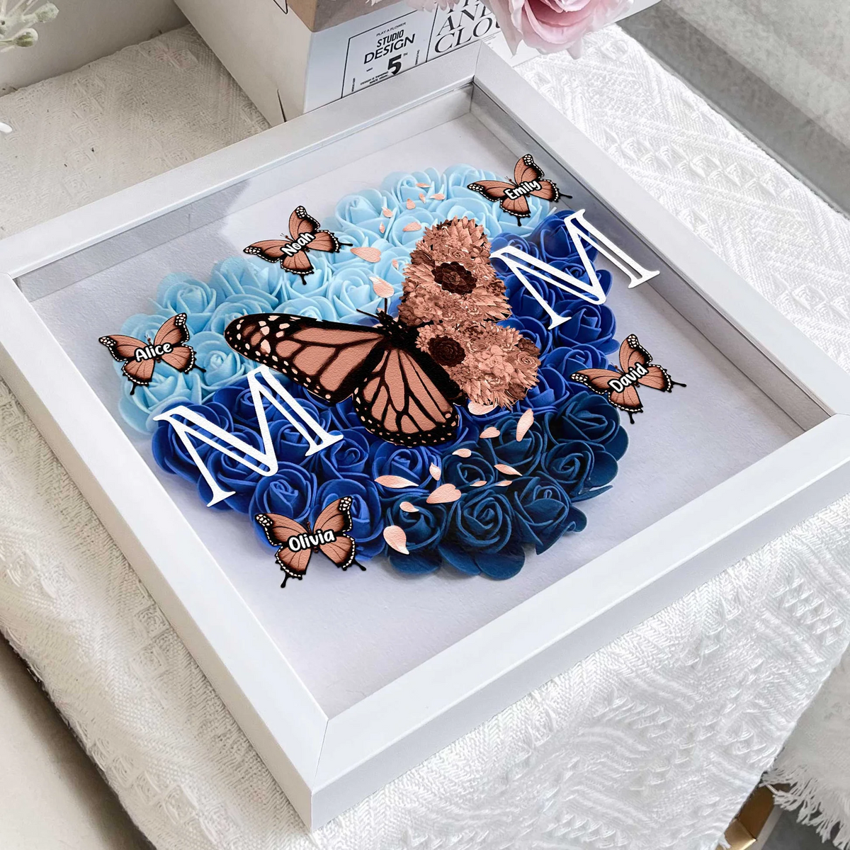 Mom Butterfly - Custom Flower Frame Box - Gift For Mom, Mother's Day Gift