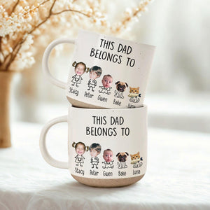 Personalized Dad Pottery Mug, Dad Birthday Gift, Custom Face Kids Coffee Cup Father's Day Gift For Daddy, First Time Dad Keepsake