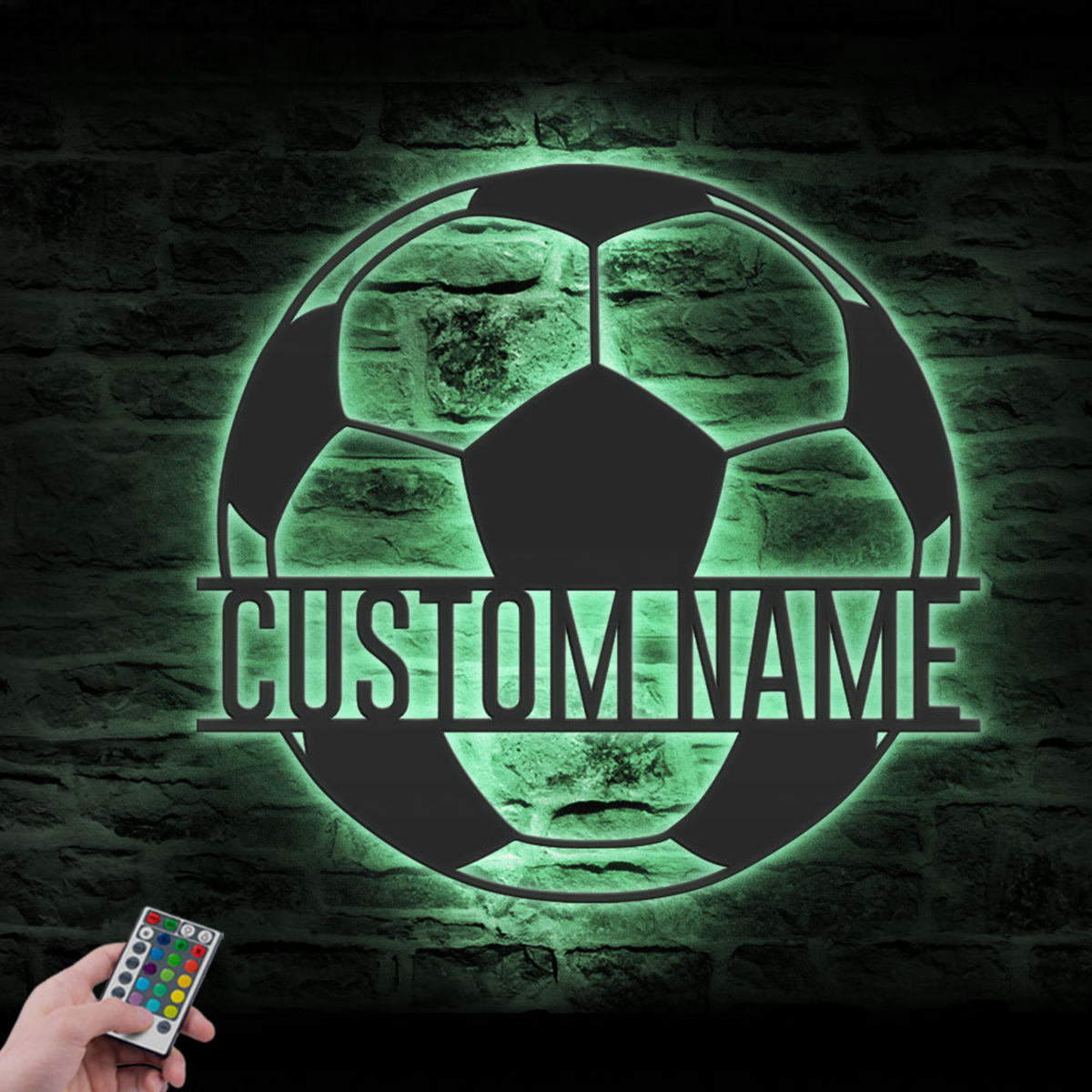 Custom Soccer Ball Metal Wall Art LED Light, Personalized Football Player Lover Sign Home Decor, Kid Boy Girl Nursery Decoration Birthday Xmas