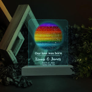 Personalized Star Map By Date Rainbow Lamp, Love Lamp For Valentine Gifts, Anniversary Gifts For Couple