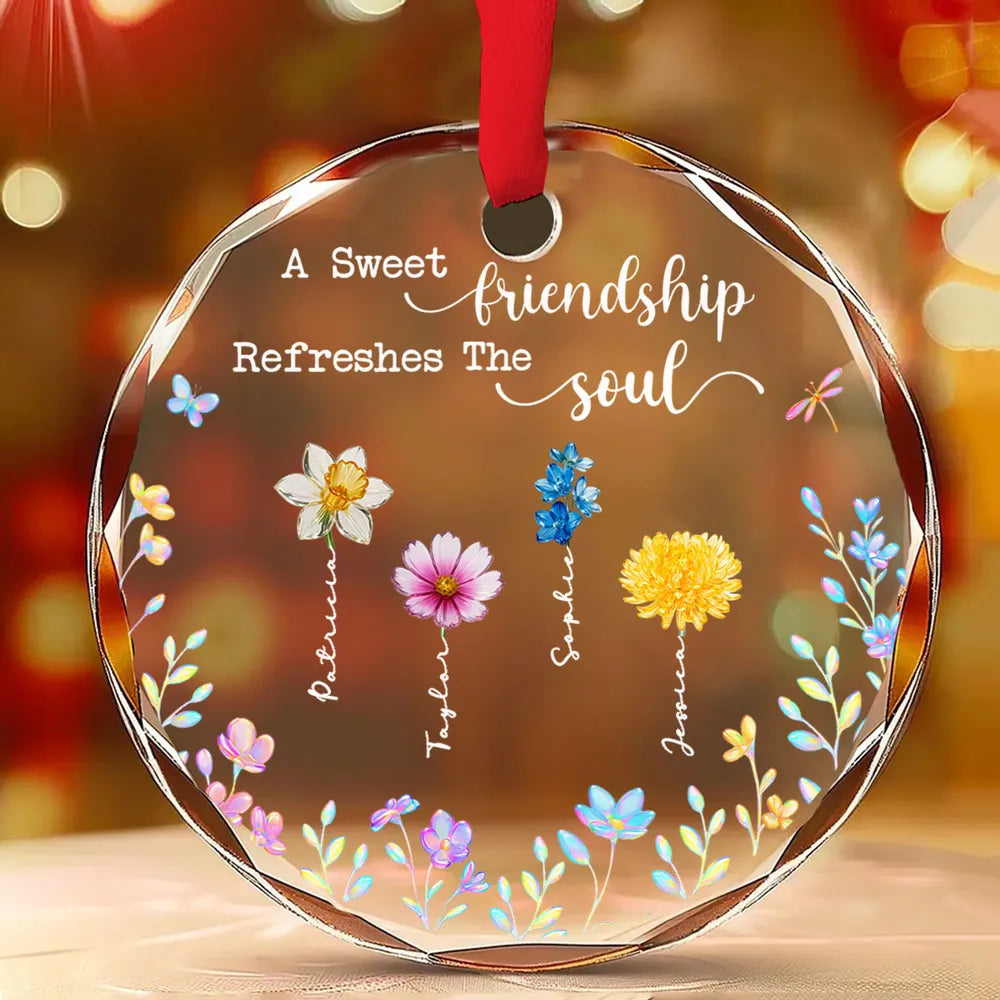 A Sweet Friendship Refresh The Soul - Personalized Crystal Ornament - Christmas Gift For Besties, Sisters