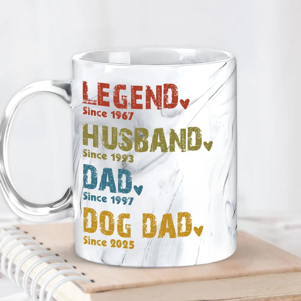 Legend Husband Daddy Papa - Personalized Marble Mug - Gift For Dad, Papa, Father's Day Gift