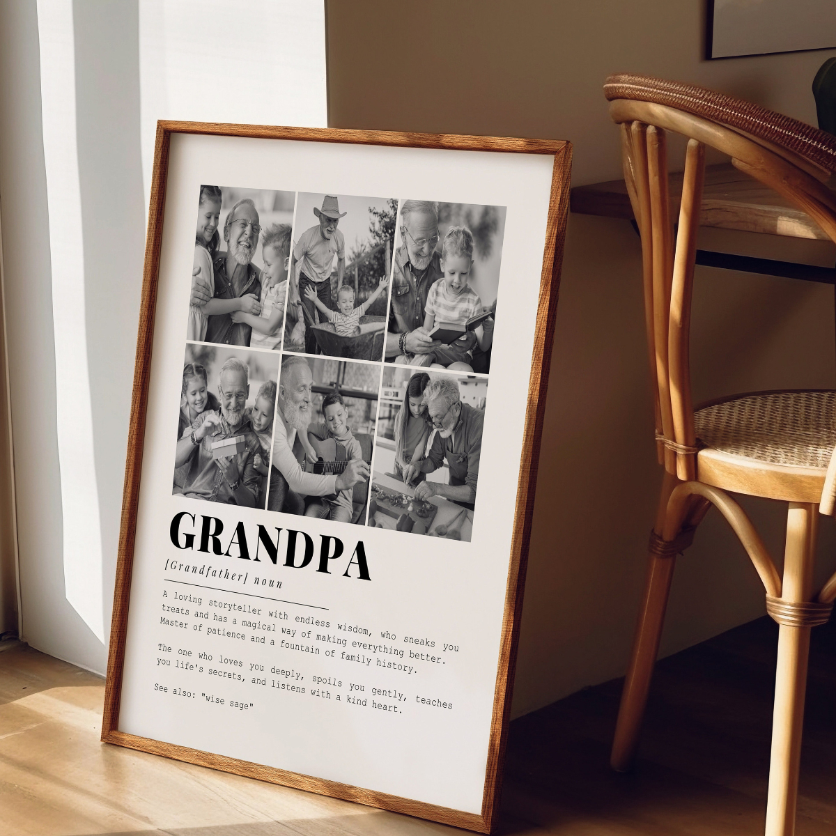 Grandpa Definition Custom Photo Collage - Personalized Canvas - Father's Day Gift, Grandfather Wall Art Decor