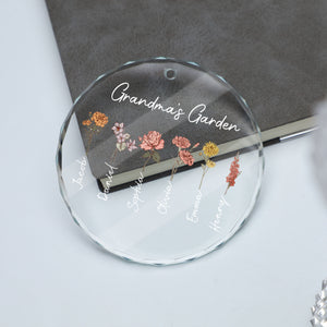 Grandma's Garden - Personalized Crystal Ornament - Christmas Gift For Grandma