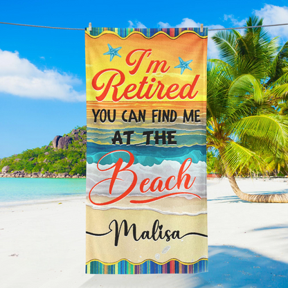 Personalized Retired Beach Towel, Family Vacation Beach Towel, Custom Retirement 2025 Towels, Retirement Gift with Name, Funny Retiree Gift