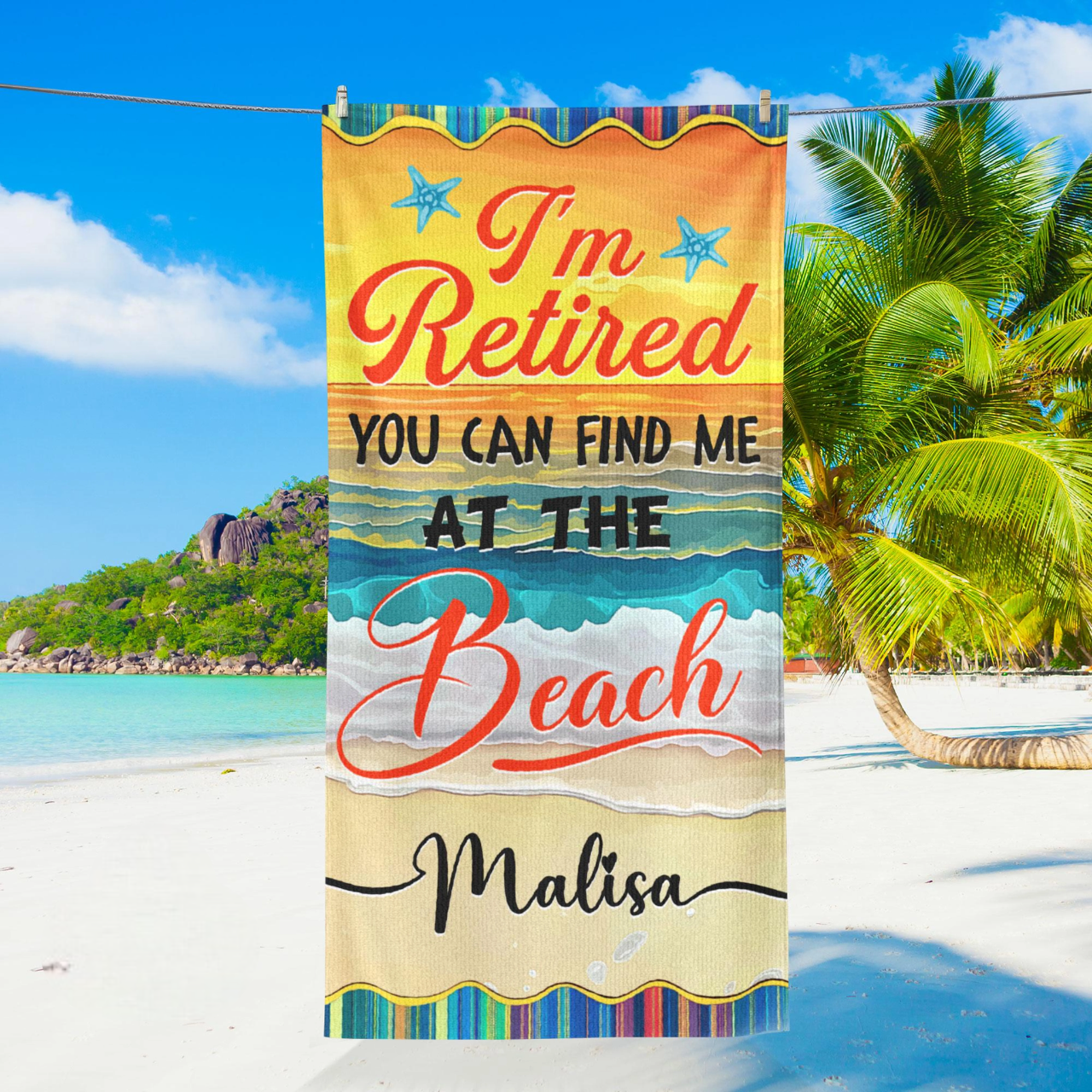 Personalized Retired Beach Towel, Family Vacation Beach Towel, Custom Retirement 2025 Towels, Retirement Gift with Name, Funny Retiree Gift