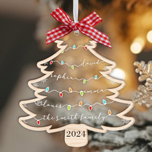 Christmas Tree Custom Family Members Name - Personalized Wood & Acrylic Ornament - Christmas Gift For Family