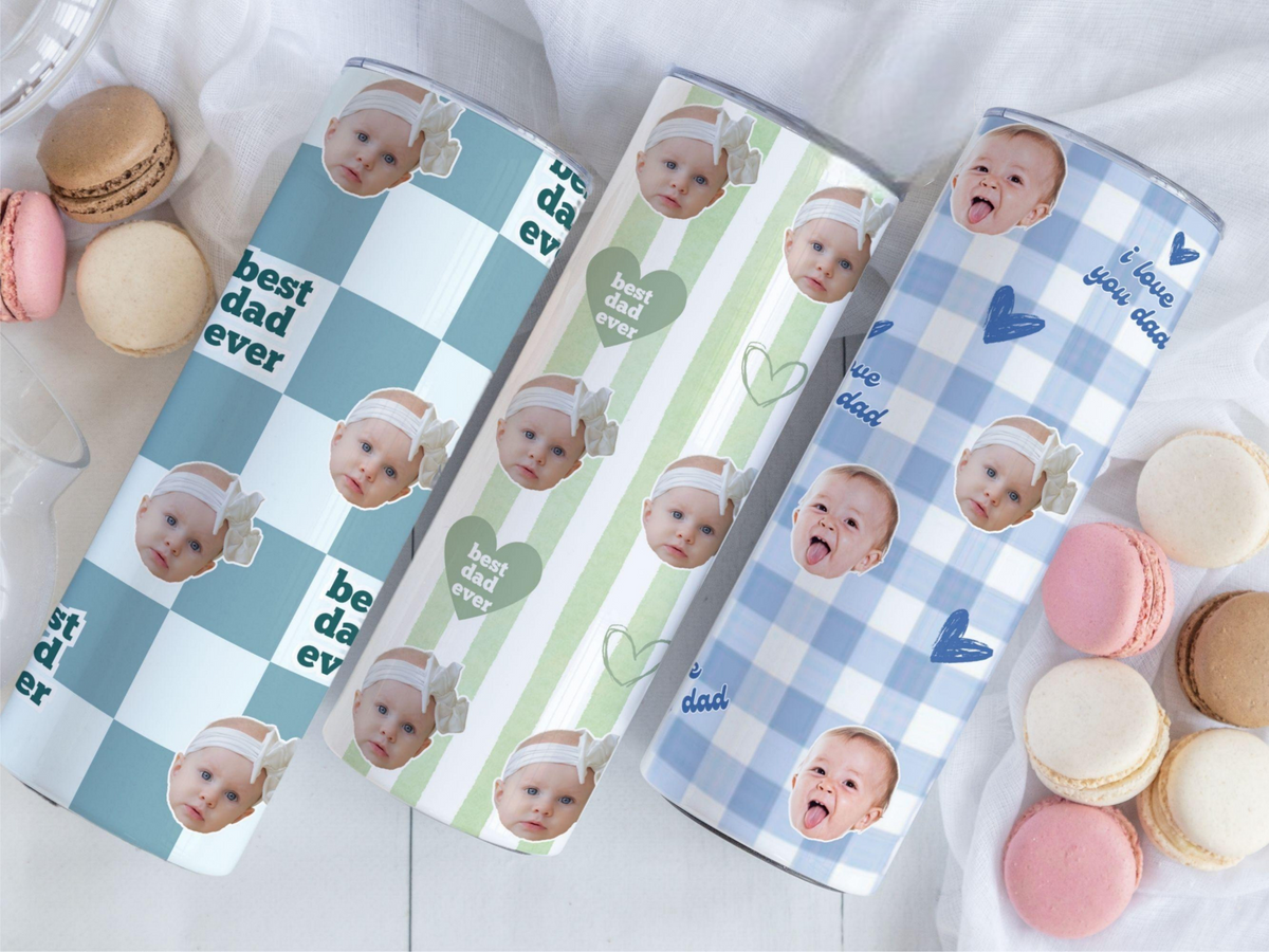 Best Dad Ever Custom Baby Photo Retro Tumbler, Personalized Photo Tumbler for Dad, Father s Day Gift, Dad Coffee Cup, First Time Daddy Gift