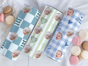 Best Dad Ever Custom Baby Photo Retro Tumbler, Personalized Photo Tumbler for Dad, Father s Day Gift, Dad Coffee Cup, First Time Daddy Gift
