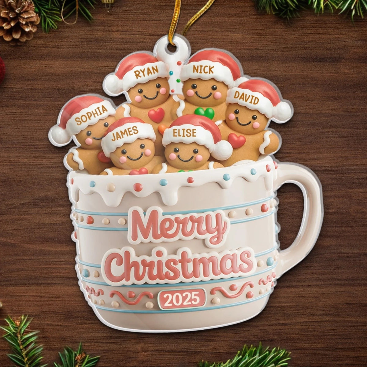 Merry Christmas Cookies Crew In Cup - Personalized Acrylic Ornament - Christmas Gift For Family
