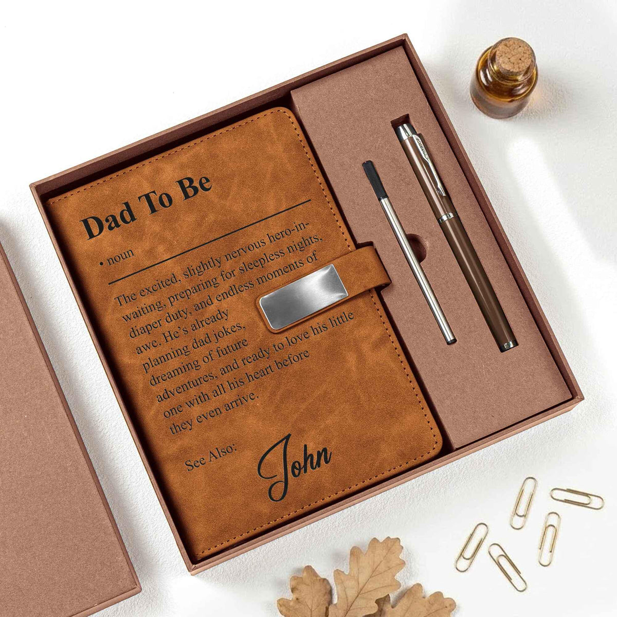 Personalized Dad To Be Journal Notebook With Pen Set, Gift For New Dad Pregnancy Announcement, Dad Est 2026, First Father's Day Gift For Him