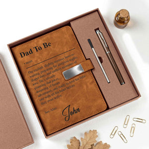 Personalized Dad To Be Journal Notebook With Pen Set, Gift For New Dad Pregnancy Announcement, Dad Est 2026, First Father's Day Gift For Him