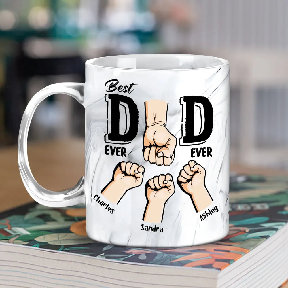 Best Dad Ever Ever Ever - Personalized Marble Mug - Gift For Dad, Papa, Father's Day Gift