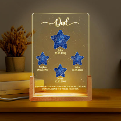 Personalized Star Map Night Light Dad Gift, Custom Star Map By Date, Gift For Daddy, The Night You Became My Dad Gift, LED Star Light Lamp