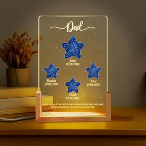 Personalized Star Map Night Light Dad Gift, Custom Star Map By Date, Gift For Daddy, The Night You Became My Dad Gift, LED Star Light Lamp