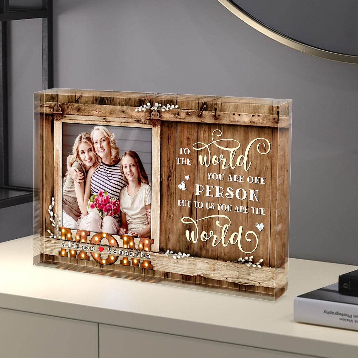 A Mother's Love Is The Heart Of A Family - Personalized Acrylic Plaque - Gift For Mom, Mother's Day, Birthday Gift