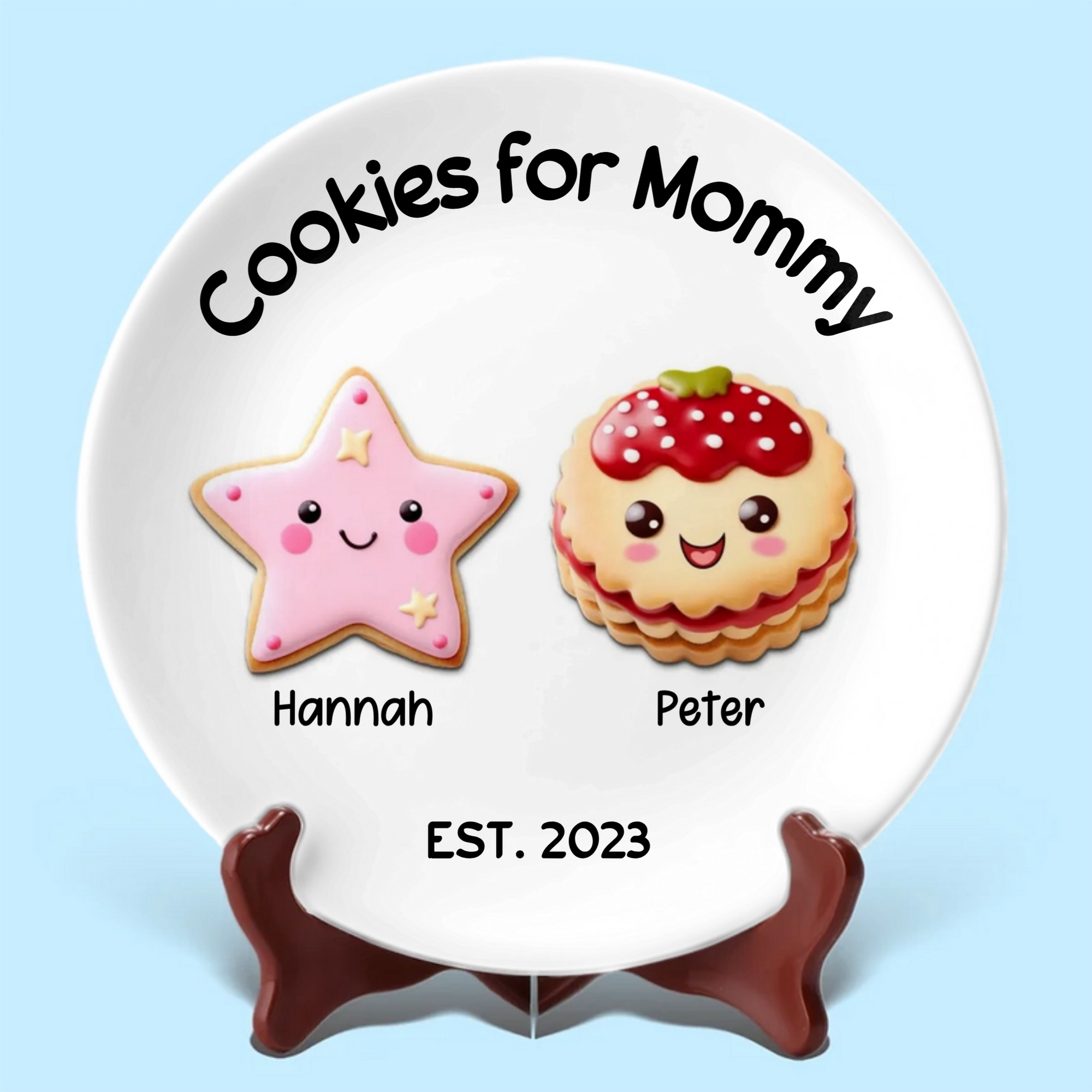 Cookies For Mom Grandma - Personalized Ceramic Plate - Gift For Mom, Grandma, Christmas or Birthday Gift