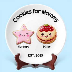 Cookies For Mom Grandma - Personalized Ceramic Plate - Gift For Mom, Grandma, Christmas or Birthday Gift