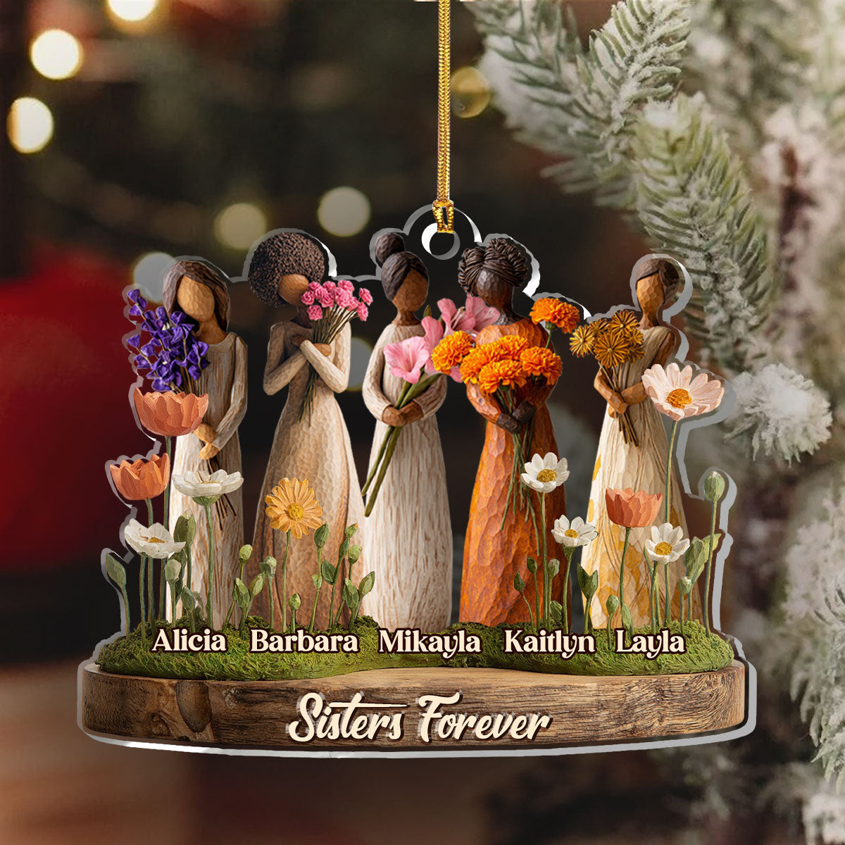 Sisters Forever Birth Month Girl - Personalized Acrylic Ornament - Christmas Gift For Sisters