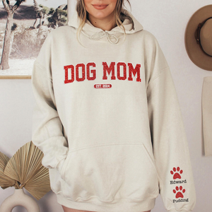 Personalized Dog Mom Embroidered Glitter Sweatshirt, Custom Nana Embroidered Dog Mama Crewneck Sweatshirt, Dog Mom Gifts, Dog Lover Gifts
