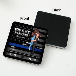 Couple Portrait, Firefighter, Nurse, Police Officer, Military, Personalized Music Fridge Magnet - Gift by Occupation For Couple