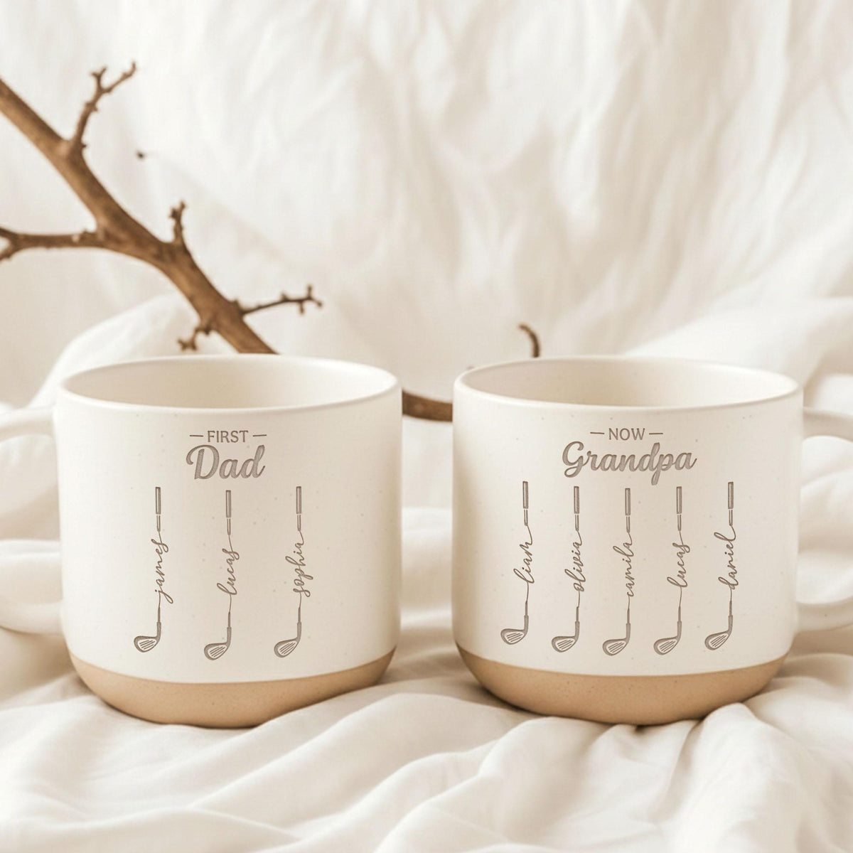 Personalized First Dad Now Grandpa Pottery Mug, Custom Father Day Golf Gift, Golf Lover Gift For Him,Dad Birthday Gift,Gift For Dad, Grandpa